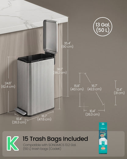 50 L Steel Kitchen Bin with Pedal and Soft-Close Lid - image 34