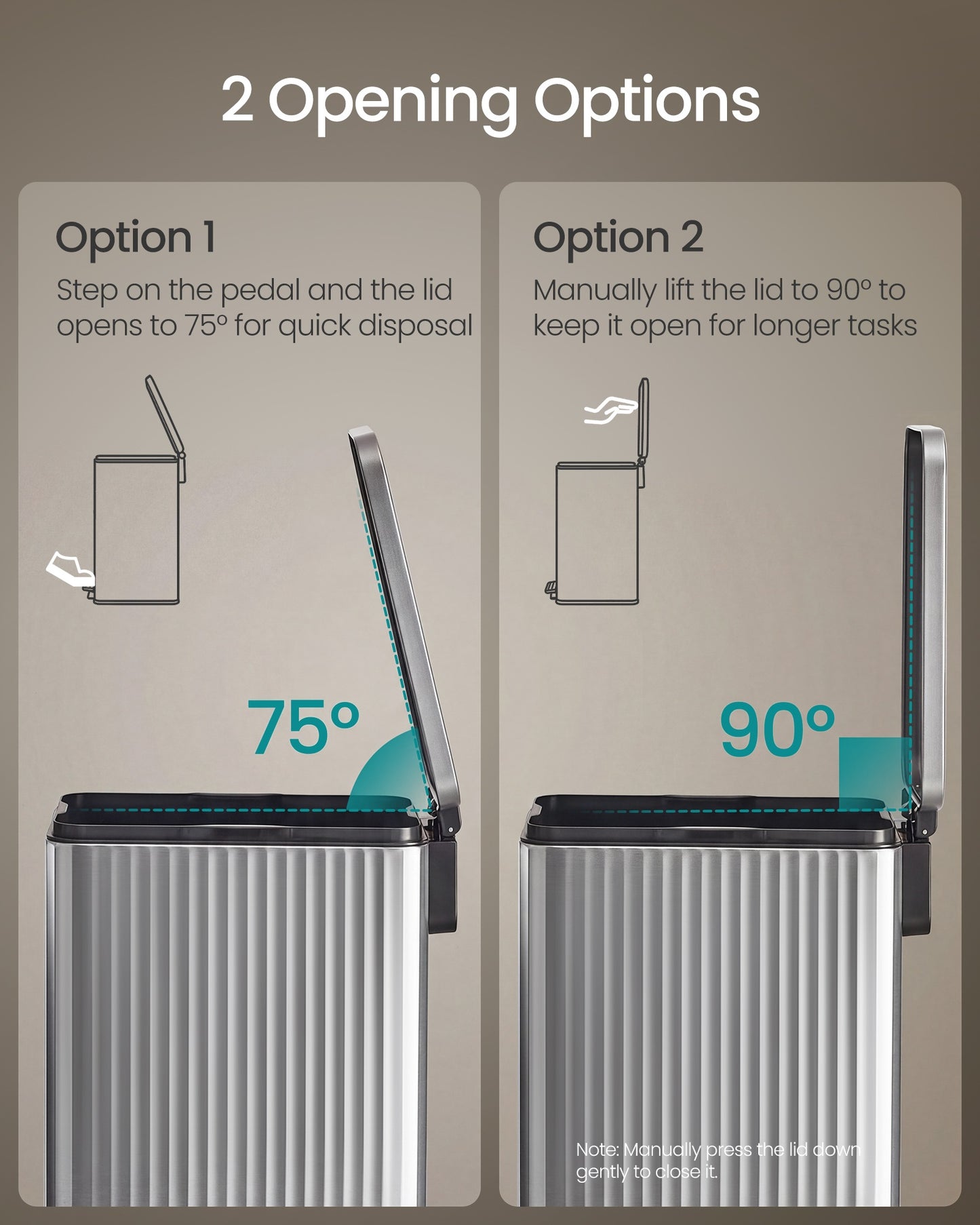 Slim stainless steel trash can with lid for kitchen - image 16