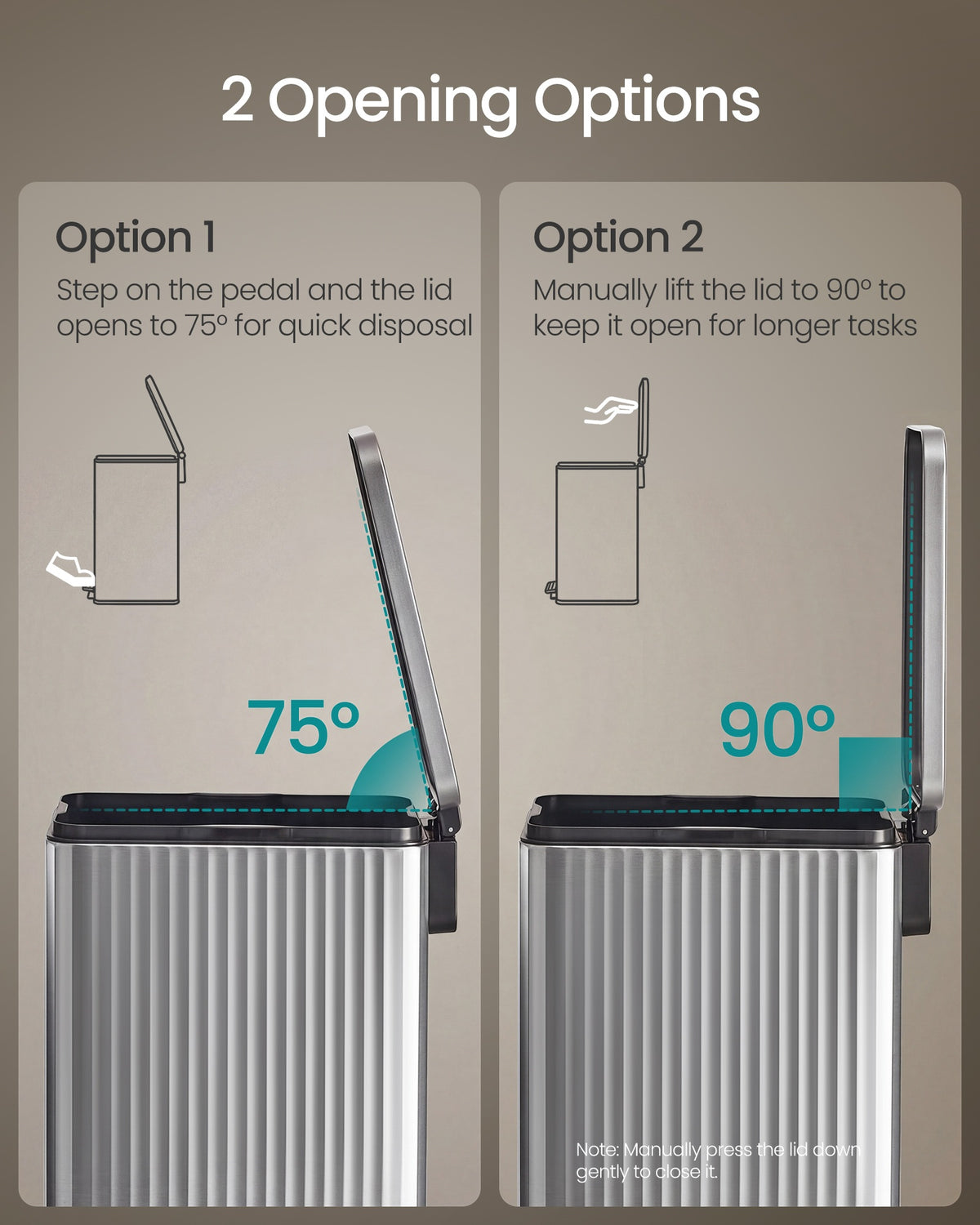Slim stainless steel trash can with lid for kitchen - image 16