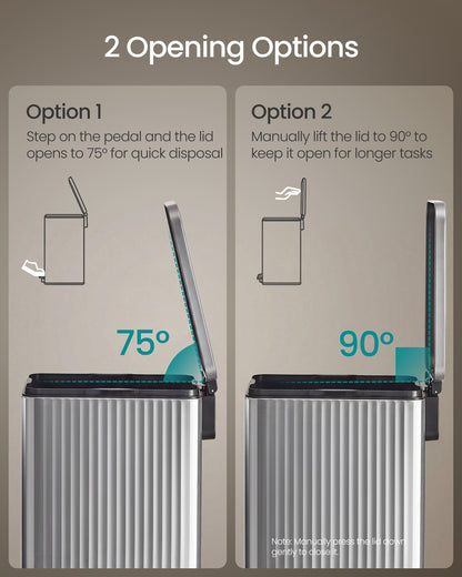 Slim stainless steel trash can with lid for kitchen - image 16