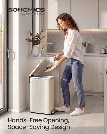 Slim stainless steel trash can with lid for kitchen - image 19
