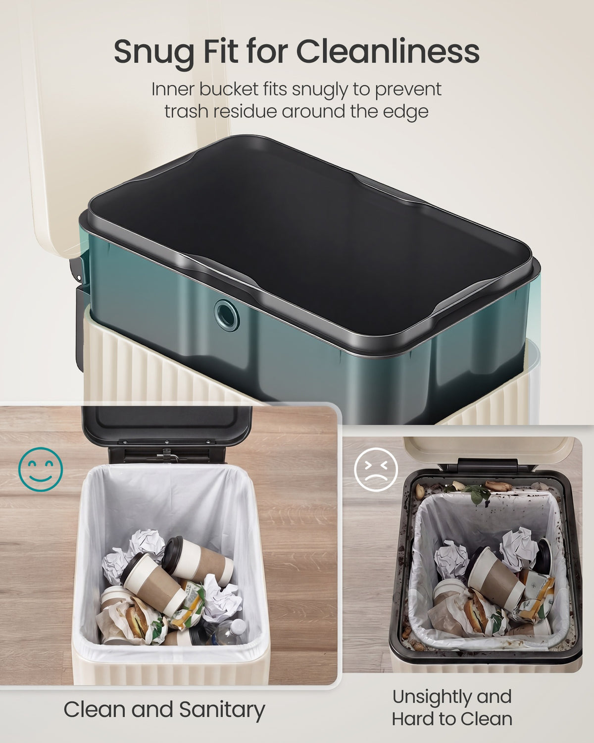 Slim stainless steel trash can with lid for kitchen - image 23