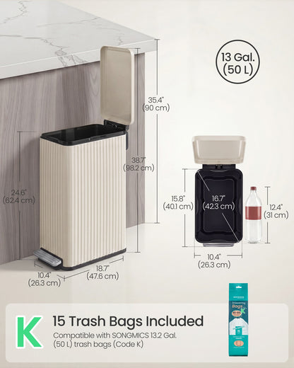 Slim stainless steel trash can with lid for kitchen - image 26
