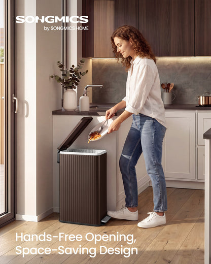 Slim stainless steel trash can with lid for kitchen - image 28