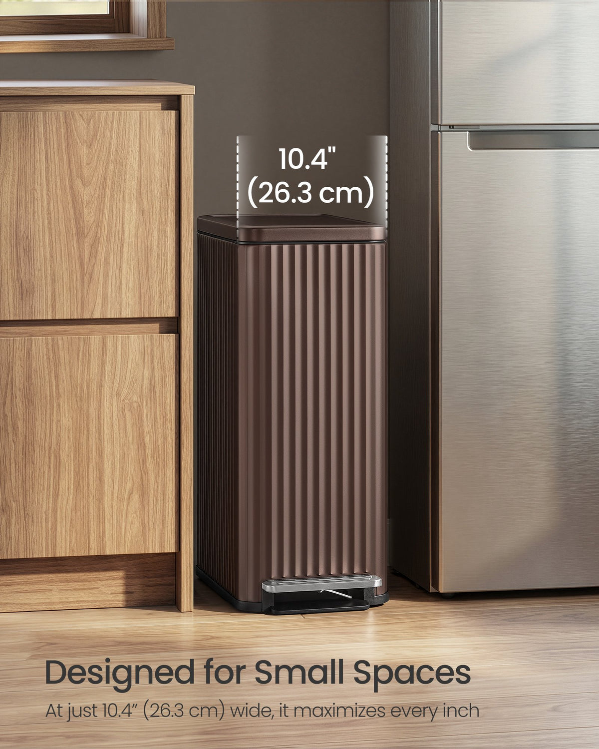 Slim stainless steel trash can with lid for kitchen - image 31