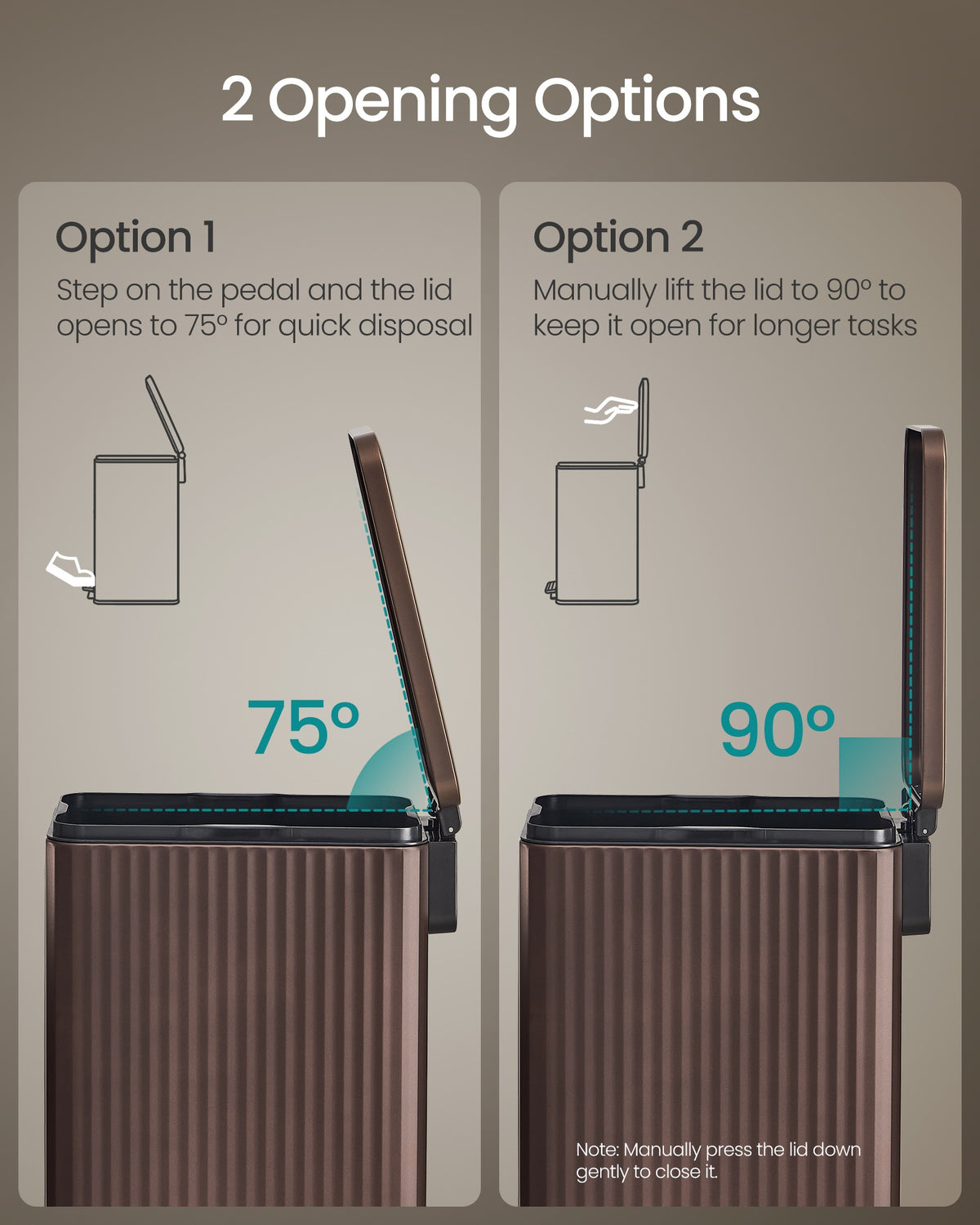 Slim stainless steel trash can with lid for kitchen - image 33