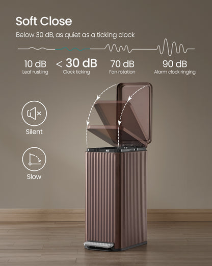 Slim stainless steel trash can with lid for kitchen - image 34