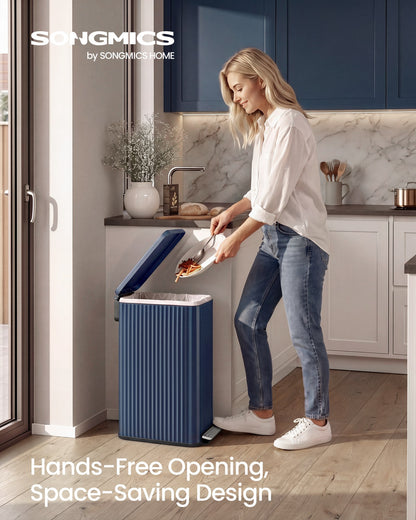 Slim stainless steel trash can with lid for kitchen - image 37