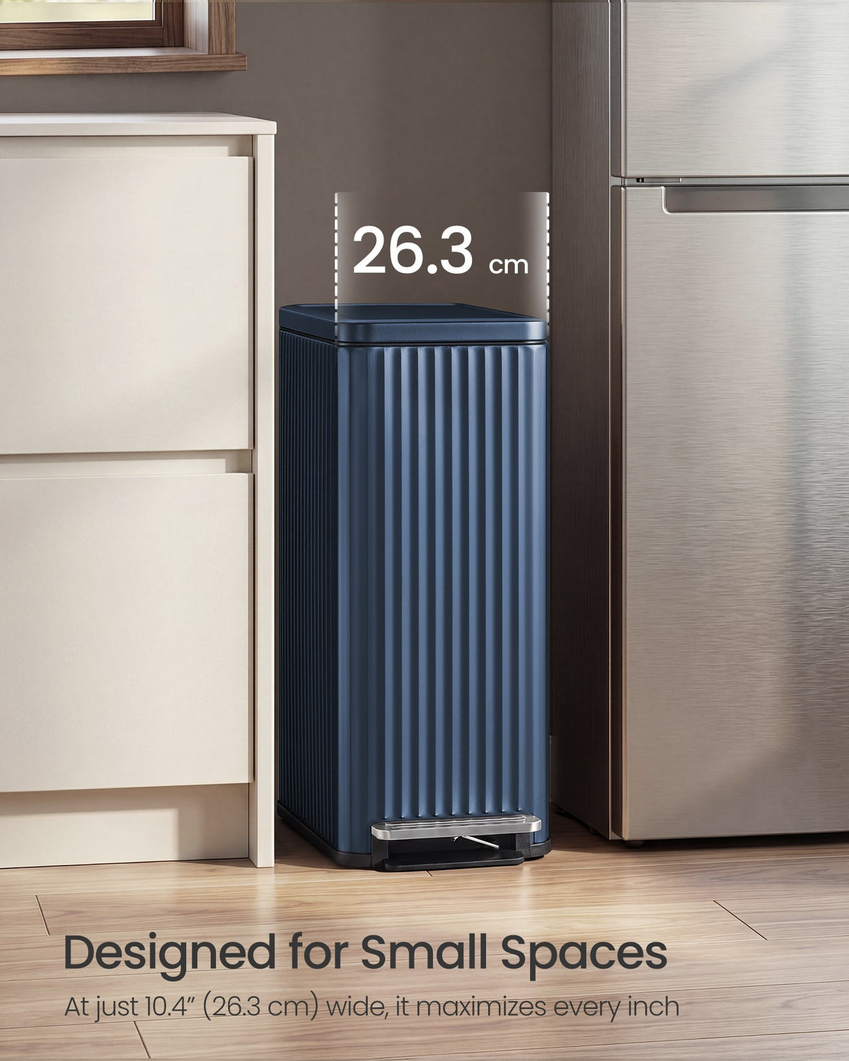 Slim stainless steel trash can with lid for kitchen - image 40