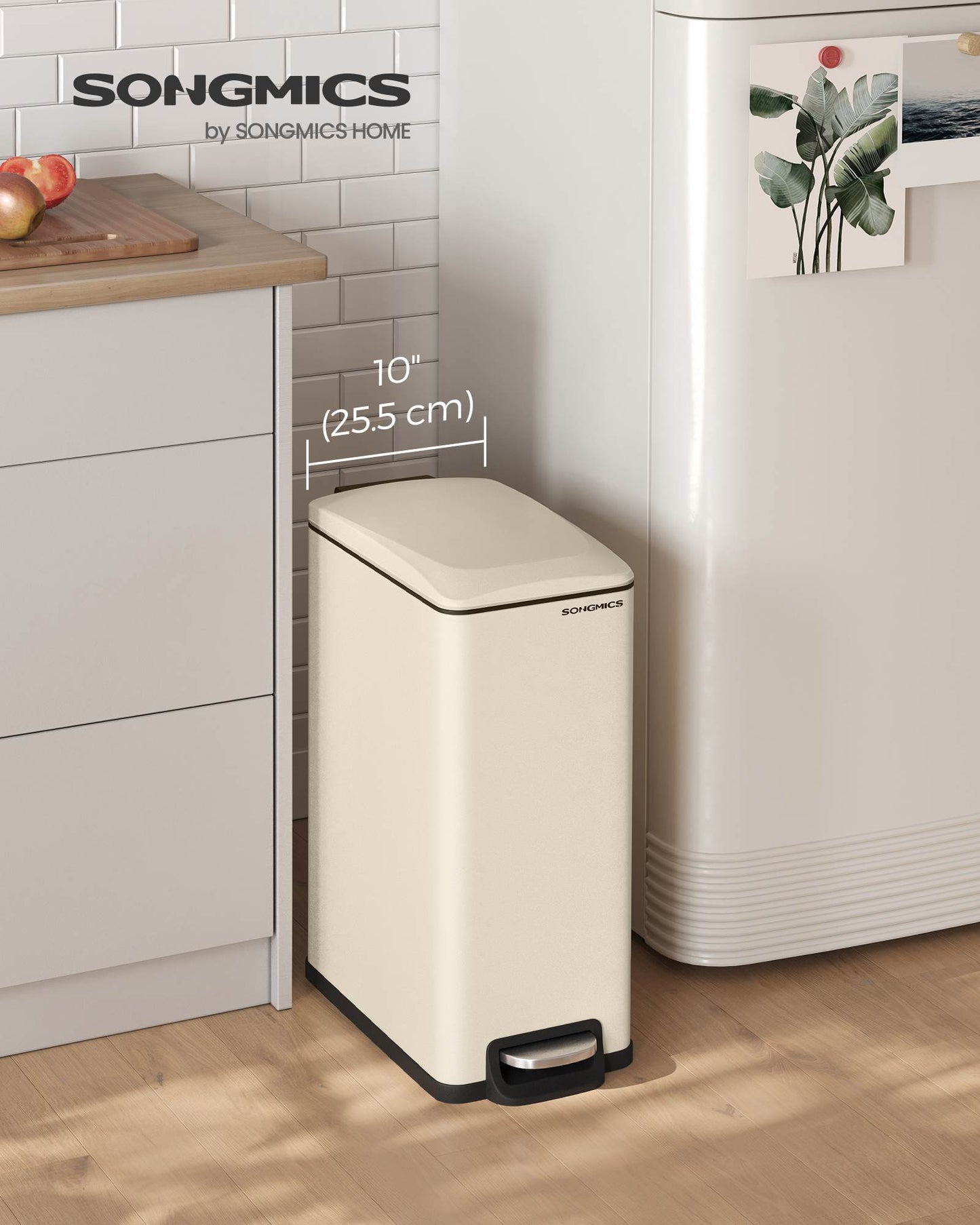 13-Gallon (50 L) Garbage Can for Narrow Spaces with Soft-Close Lid