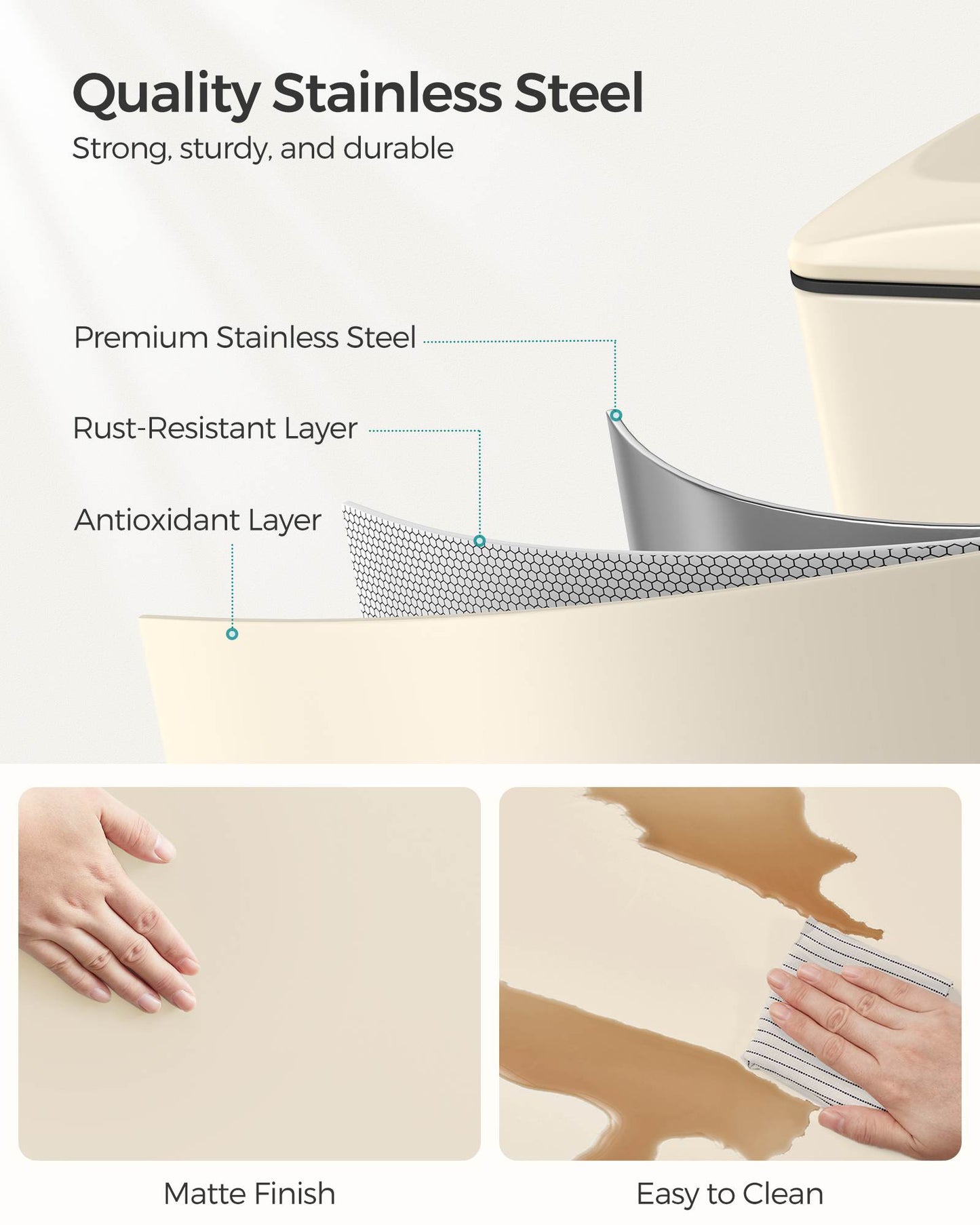 13-Gallon (50 L) Garbage Can for Narrow Spaces with Soft-Close Lid