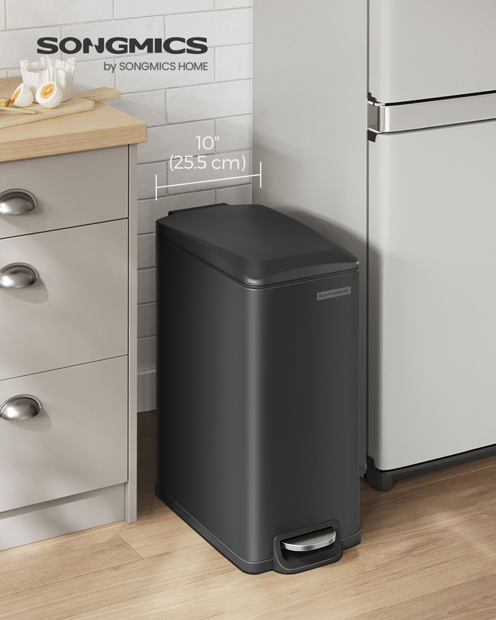 13 Gallon Garbage Can for Narrow Spaces with Soft-Close Lid - HWLEXTRA 
