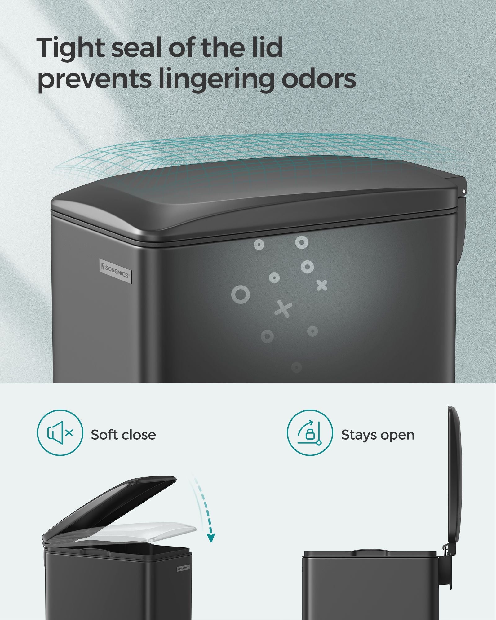 13 Gallon Garbage Can for Narrow Spaces with Soft-Close Lid - HWLEXTRA 