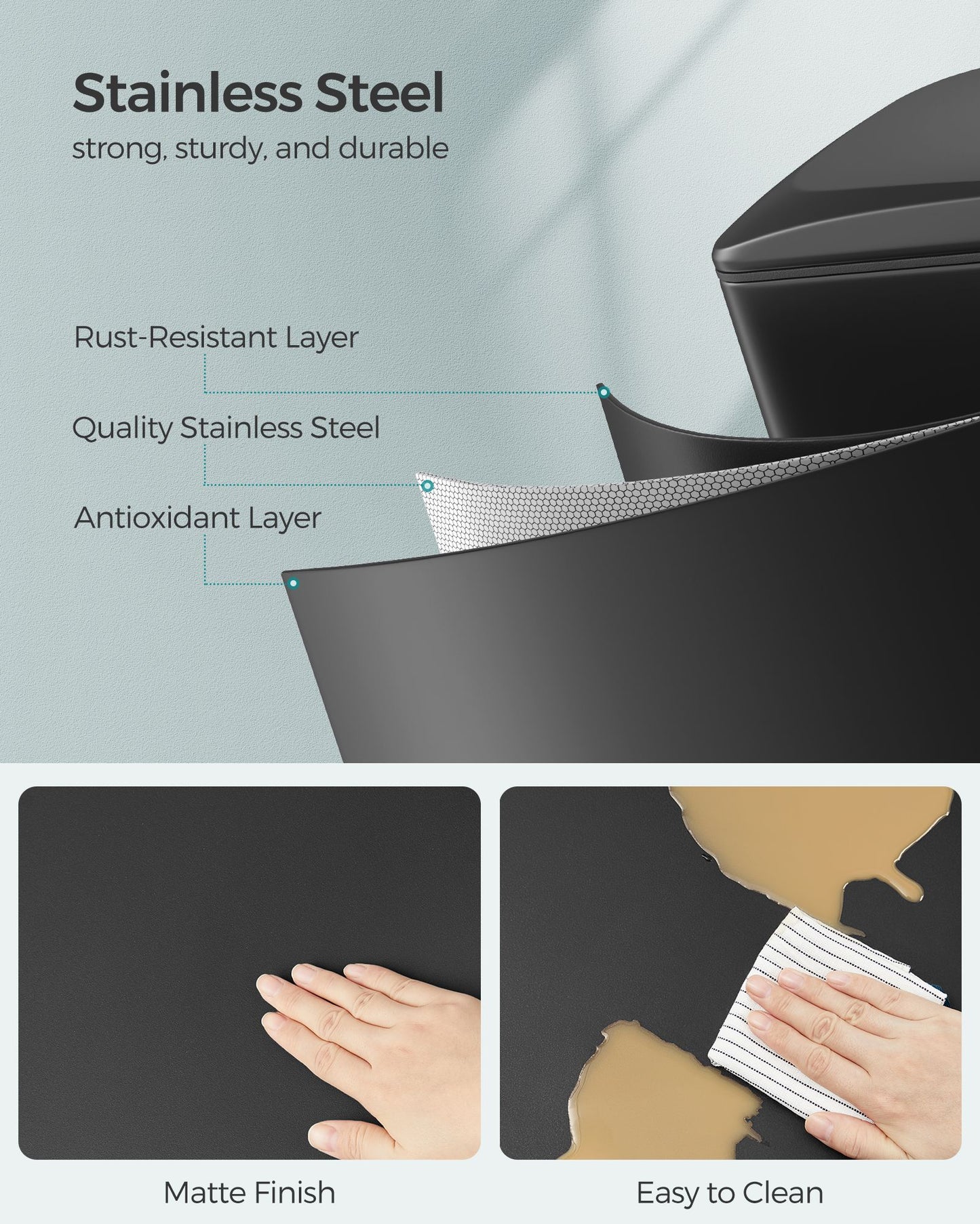 13 Gallon Garbage Can for Narrow Spaces with Soft-Close Lid - HWLEXTRA 