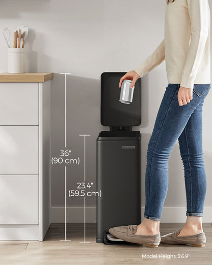 13 Gallon Garbage Can for Narrow Spaces with Soft-Close Lid - HWLEXTRA 