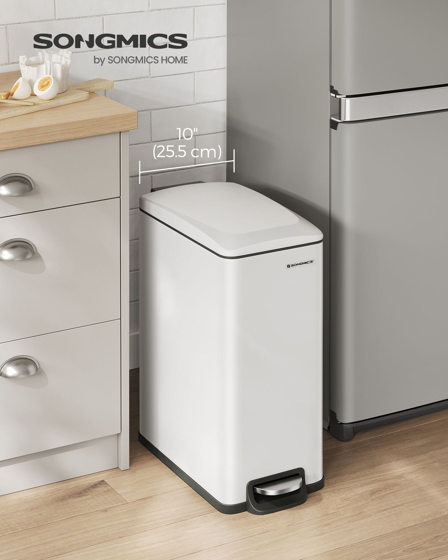 13 Gallon Garbage Can for Narrow Spaces with Soft-Close Lid - HWLEXTRA 