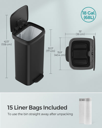 18-Gallon Stainless Steel Garbage Can