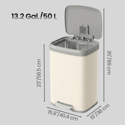 68L Kitchen Rubbish Bin, Metal Waste Pedal Bin with Lid, Tall and Large - image 19