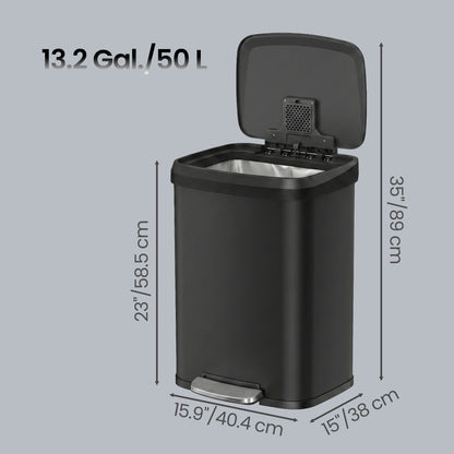 68L Kitchen Rubbish Bin, Metal Waste Pedal Bin with Lid, Tall and Large - image 10