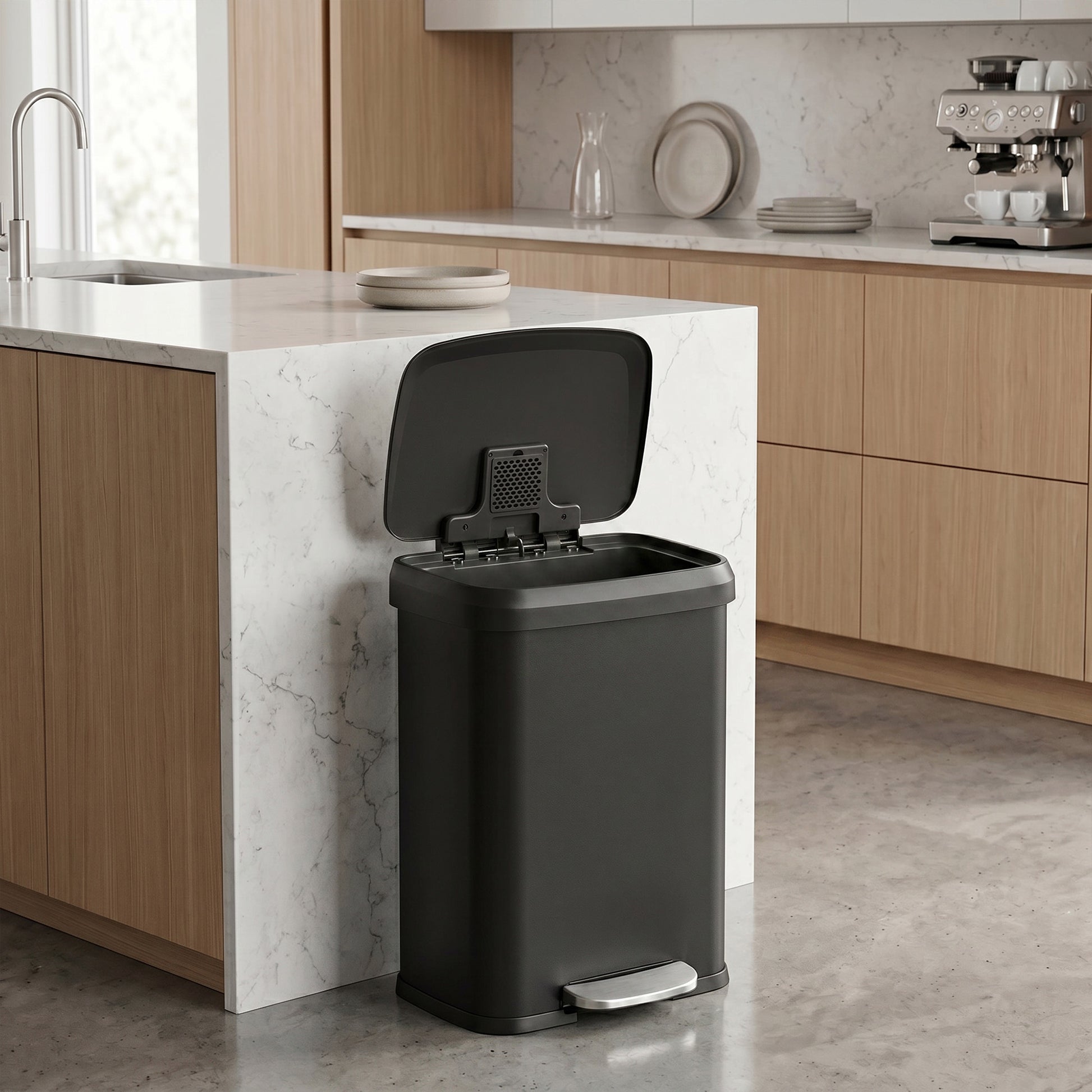 68L Kitchen Rubbish Bin, Metal Waste Pedal Bin with Lid, Tall and Large - image 11