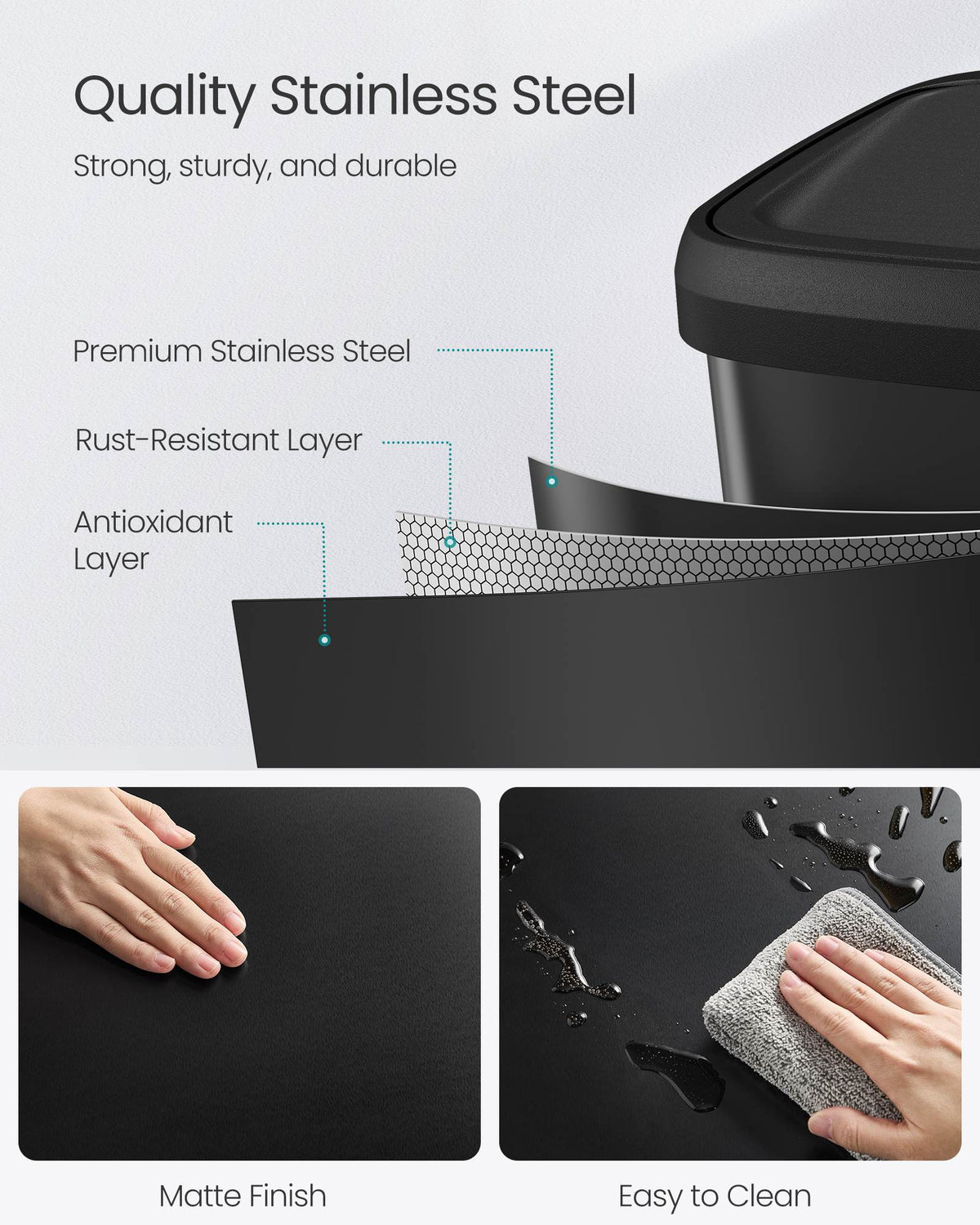 Kitchen Trash Can, 21 Gallon (80 L) Stainless Steel Garbage Can, with Stay-Open Lid and Step-on Pedal