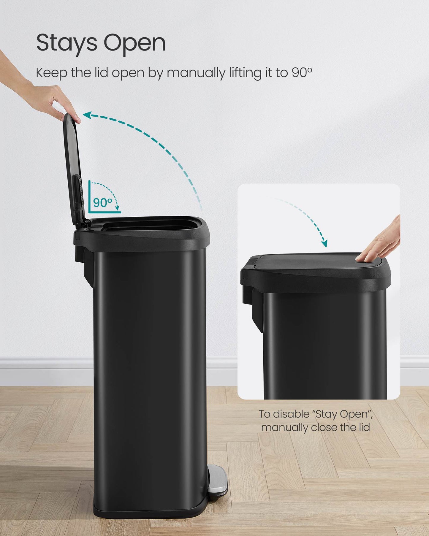 Kitchen Trash Can, 21 Gallon (80 L) Stainless Steel Garbage Can, with Stay-Open Lid and Step-on Pedal