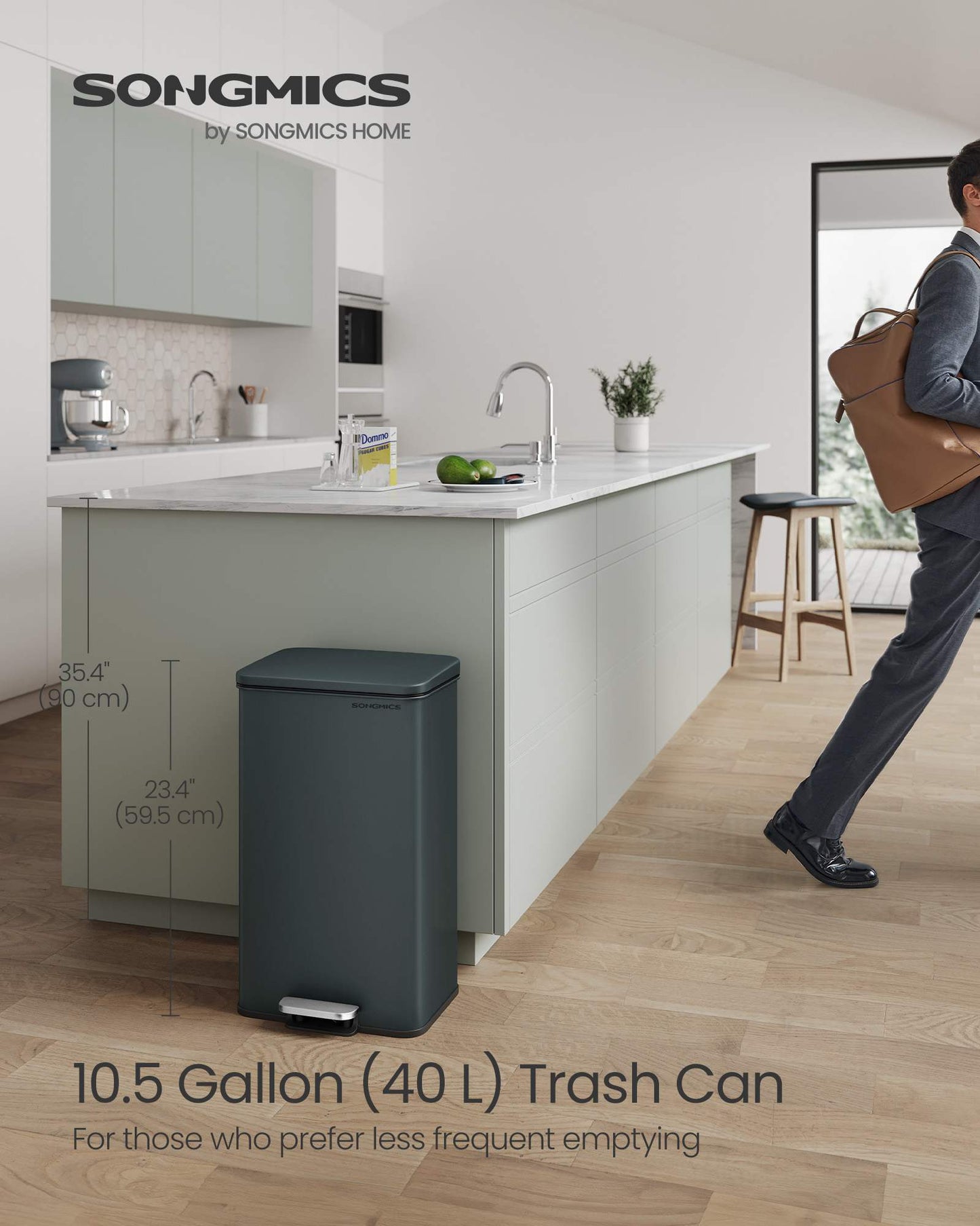10.5 Gallon Kitchen Trash Can with Lid
