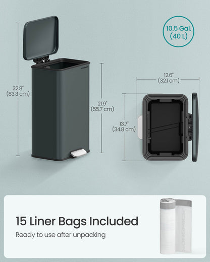 10.5 Gallon Kitchen Trash Can with Lid