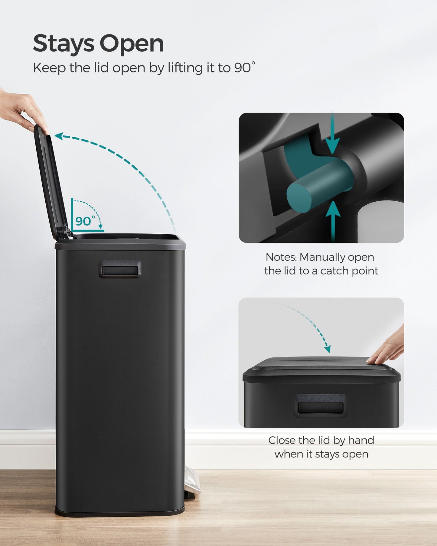 10.5-Gallon (40L) Kitchen Trash Can with Lid and Wide Foot Pedal