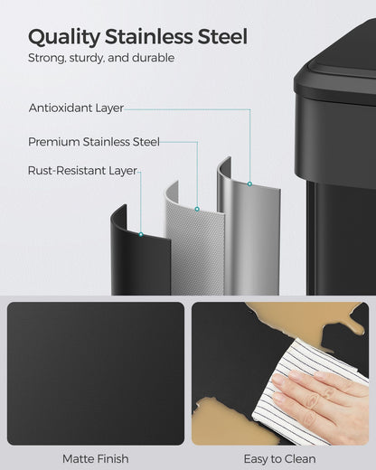 10.5-Gallon (40L) Kitchen Trash Can with Lid and Wide Foot Pedal