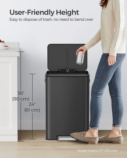 10.5-Gallon (40L) Kitchen Trash Can with Lid and Wide Foot Pedal