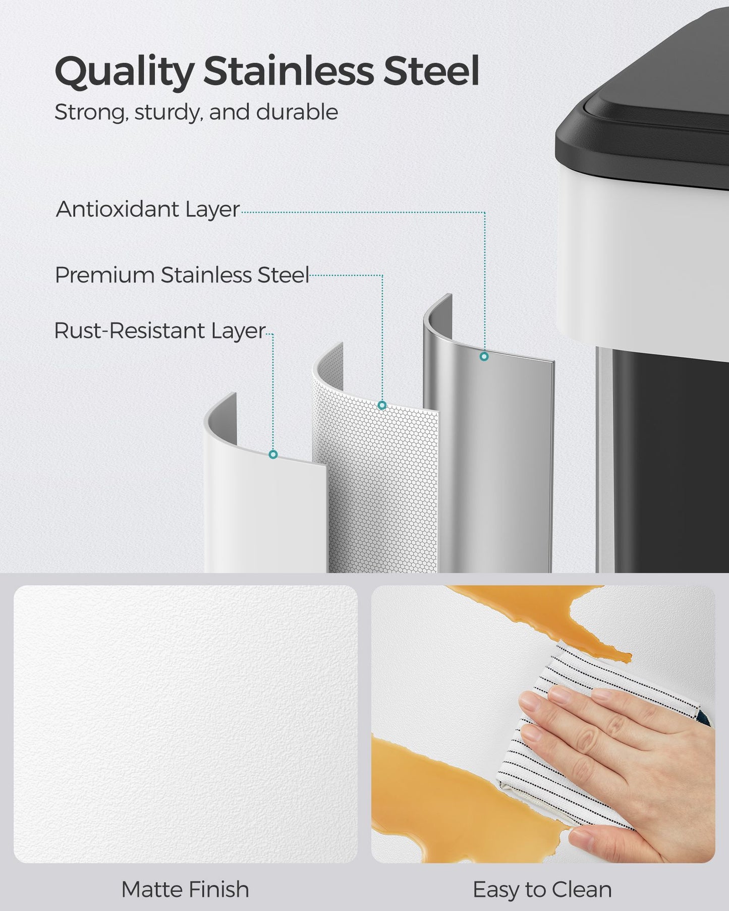 10.5-Gallon (40L) Kitchen Trash Can with Lid and Wide Foot Pedal