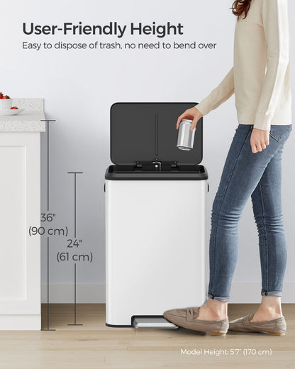 10.5-Gallon (40L) Kitchen Trash Can with Lid and Wide Foot Pedal