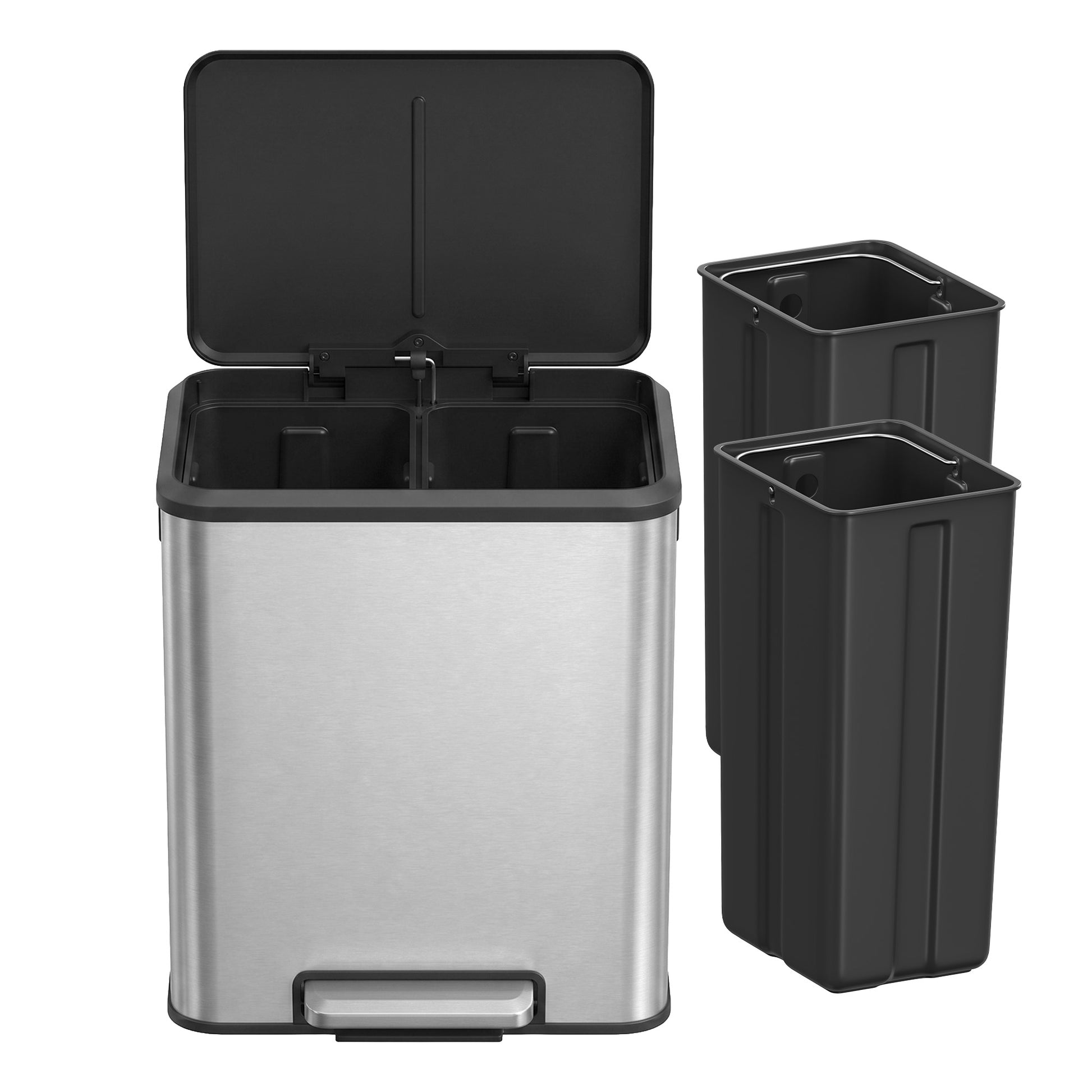 2 x 15 L Kitchen Bin for Recycling and Waste, Rubbish Bin, Soft-Close Lid - image 2
