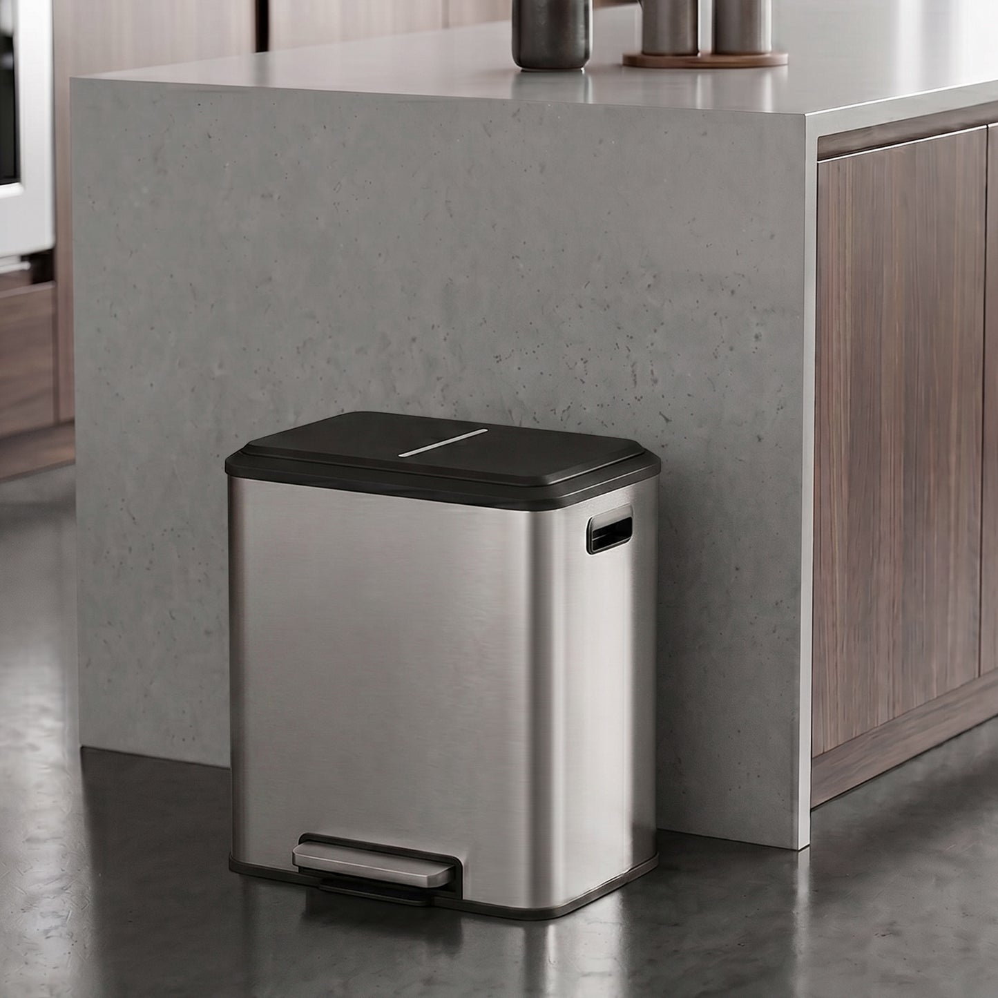 2 x 15 L Kitchen Bin for Recycling and Waste, Rubbish Bin, Soft-Close Lid - image 4