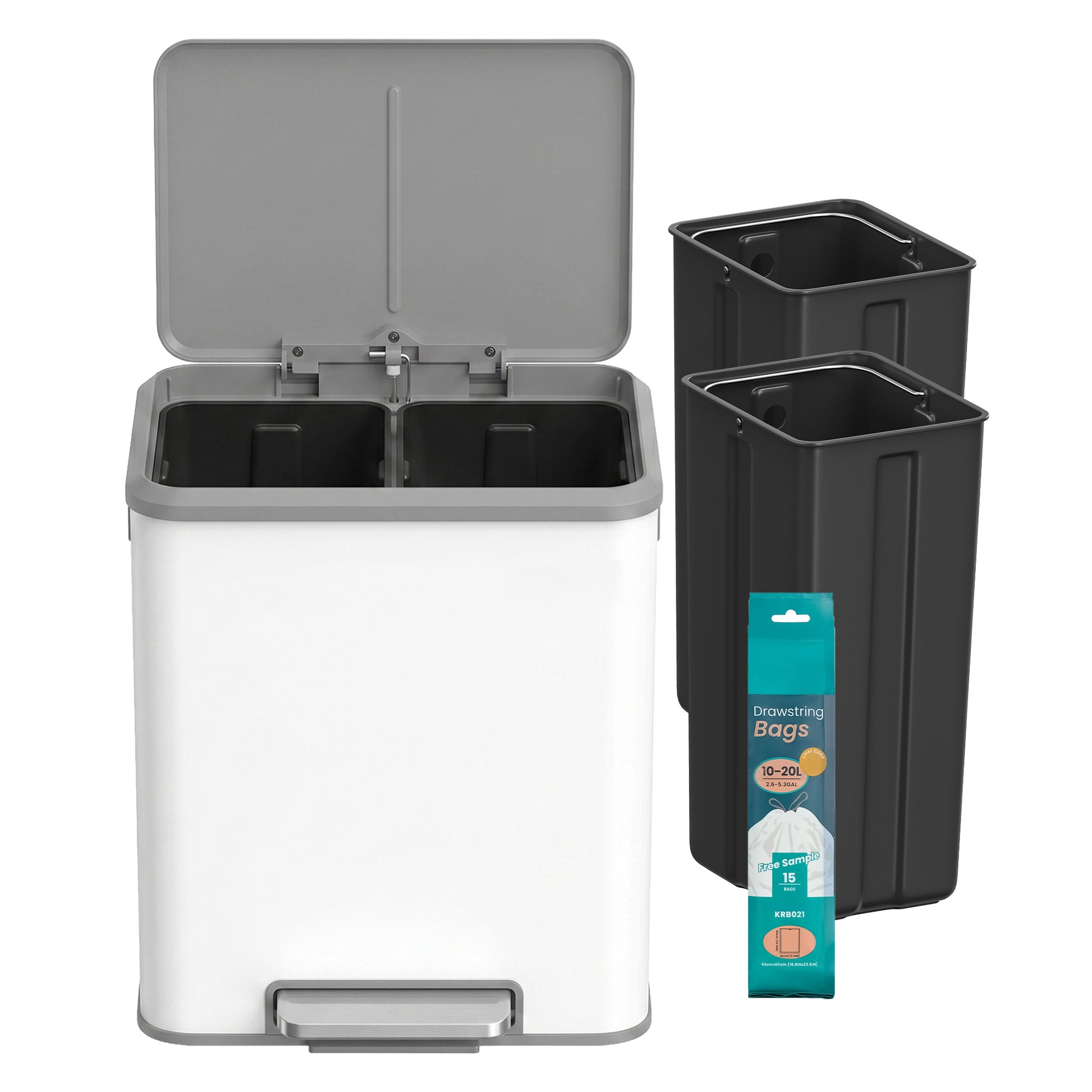 2 x 15 L Kitchen Bin for Recycling and Waste, Rubbish Bin, Soft-Close Lid - image 11
