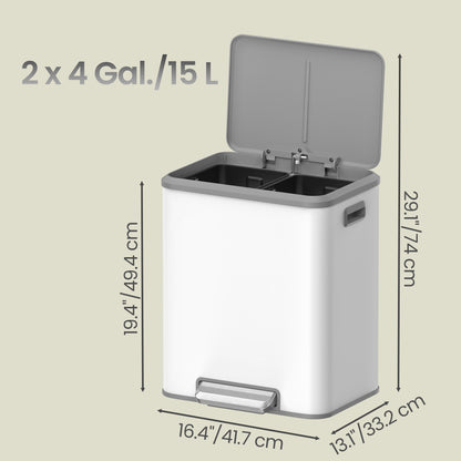 2 x 15 L Kitchen Bin for Recycling and Waste, Rubbish Bin, Soft-Close Lid - image 12