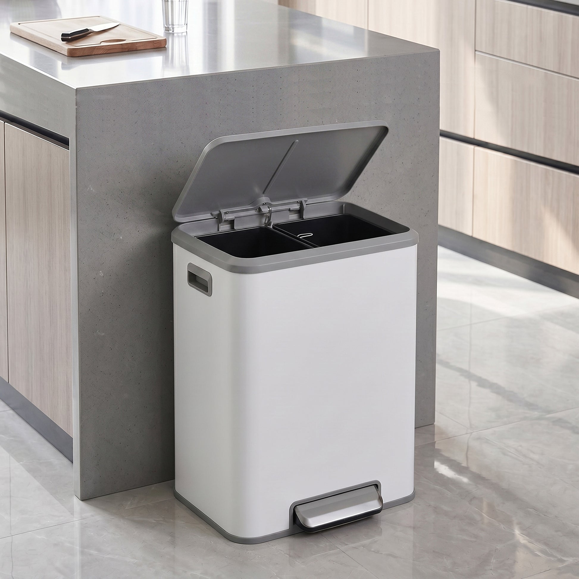 2 x 15 L Kitchen Bin for Recycling and Waste, Rubbish Bin, Soft-Close Lid - image 14