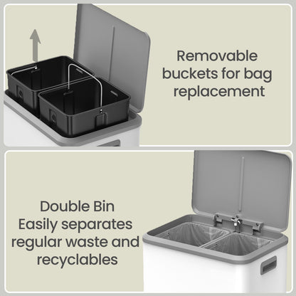 2 x 15 L Kitchen Bin for Recycling and Waste, Rubbish Bin, Soft-Close Lid - image 15