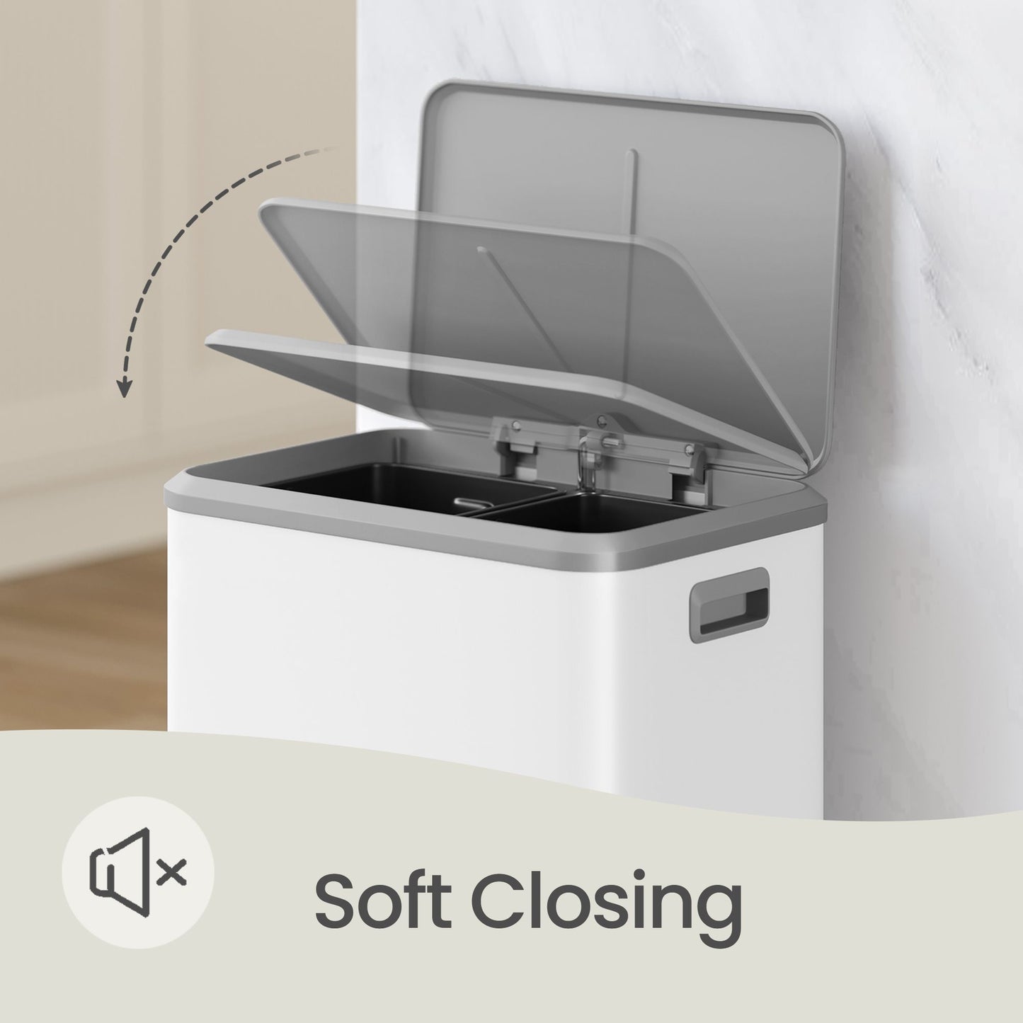 2 x 15 L Kitchen Bin for Recycling and Waste, Rubbish Bin, Soft-Close Lid - image 16