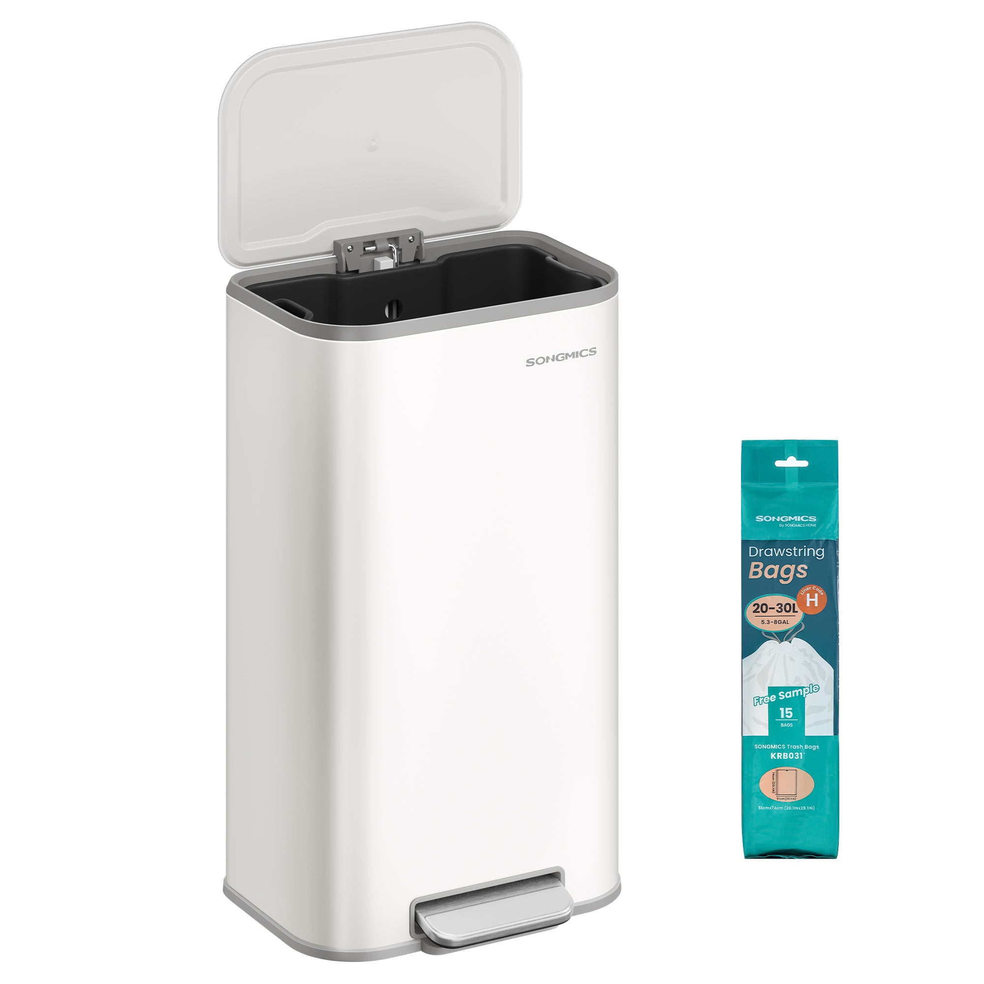 Kitchen Trash Can, 8-Gallon (30 L) Garbage Can with Lid, Stainless Steel