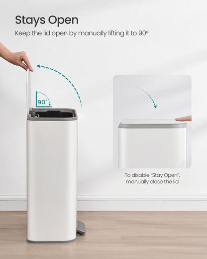 Kitchen Trash Can, 8-Gallon (30 L) Garbage Can with Lid, Stainless Steel