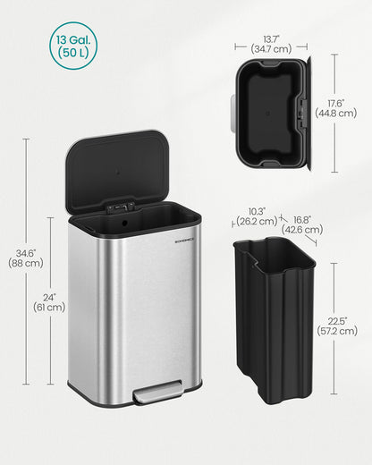 13-Gallon (50 L) Trash Can Can with Lid