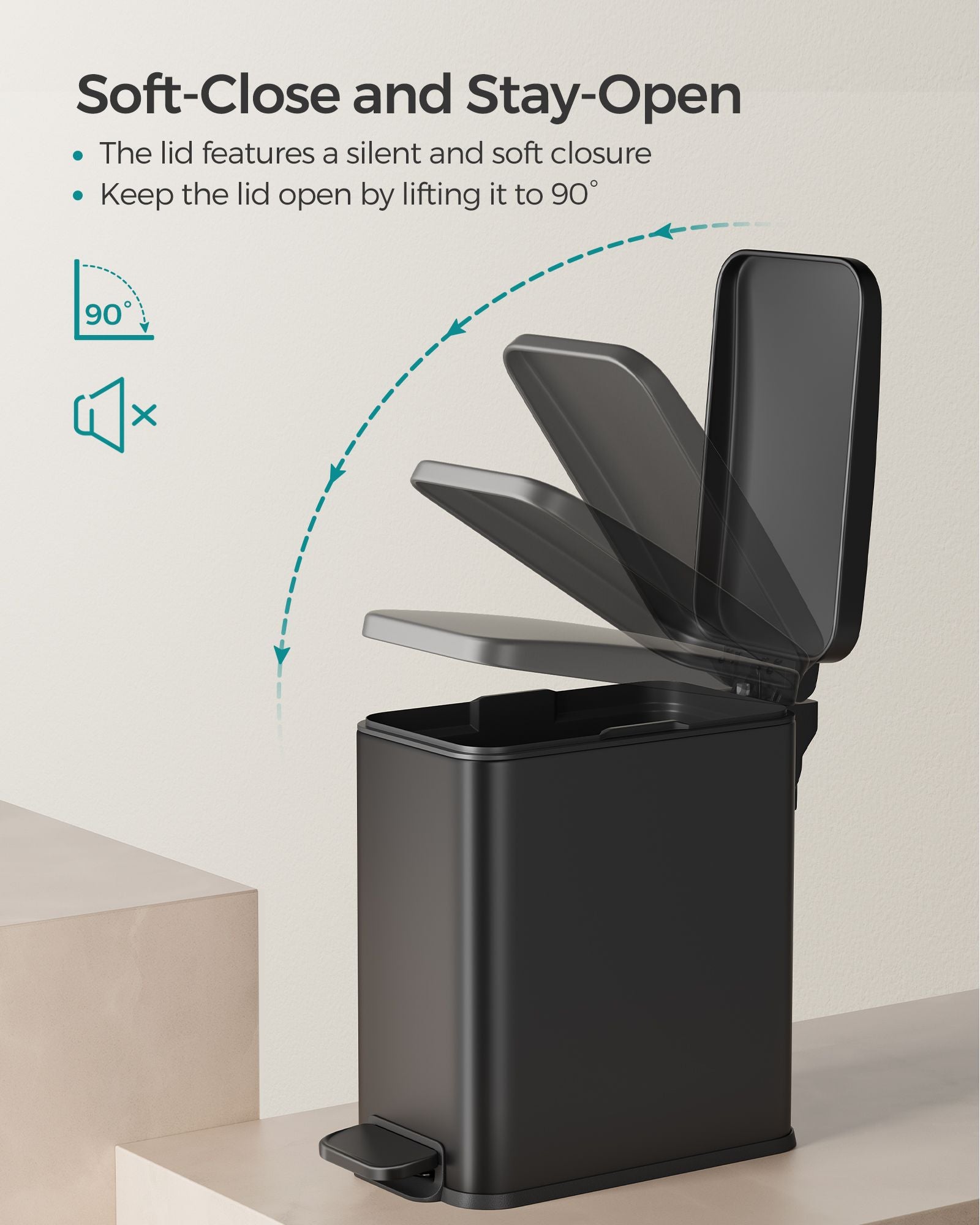 1.3 Gallon Small Trash Bin with Lid - HWLEXTRA 