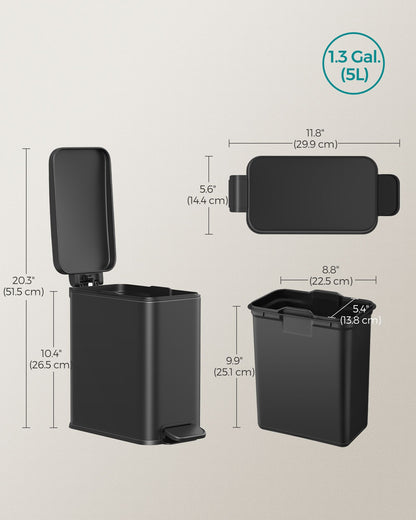 1.3 Gallon Small Trash Bin with Lid - HWLEXTRA 