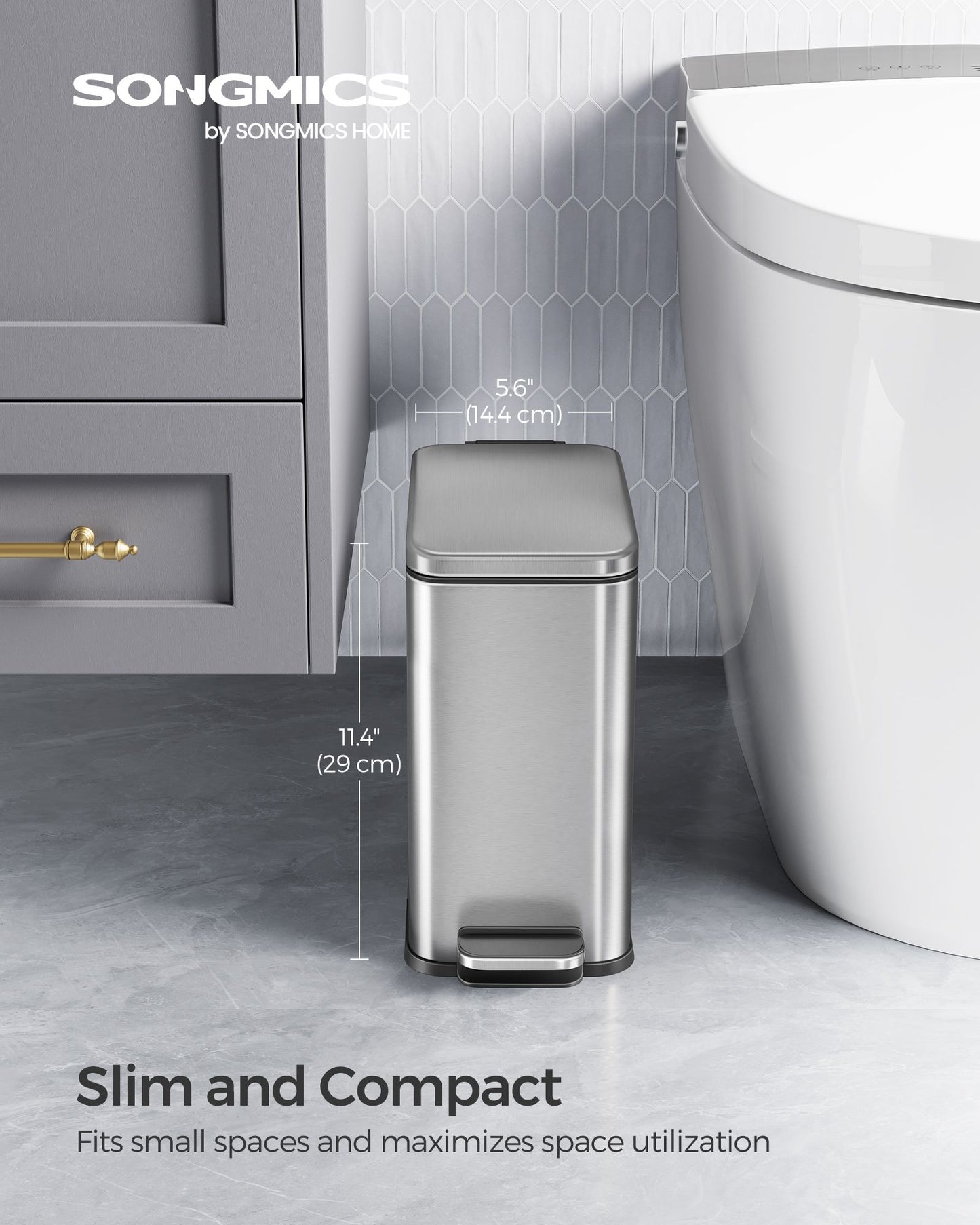 1.3 Gallon Small Trash Bin with Lid - HWLEXTRA 