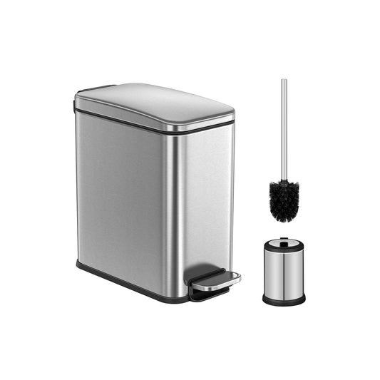 1.3 Gallon Bathroom Trash Can and Toilet Brush Set - HWLEXTRA 
