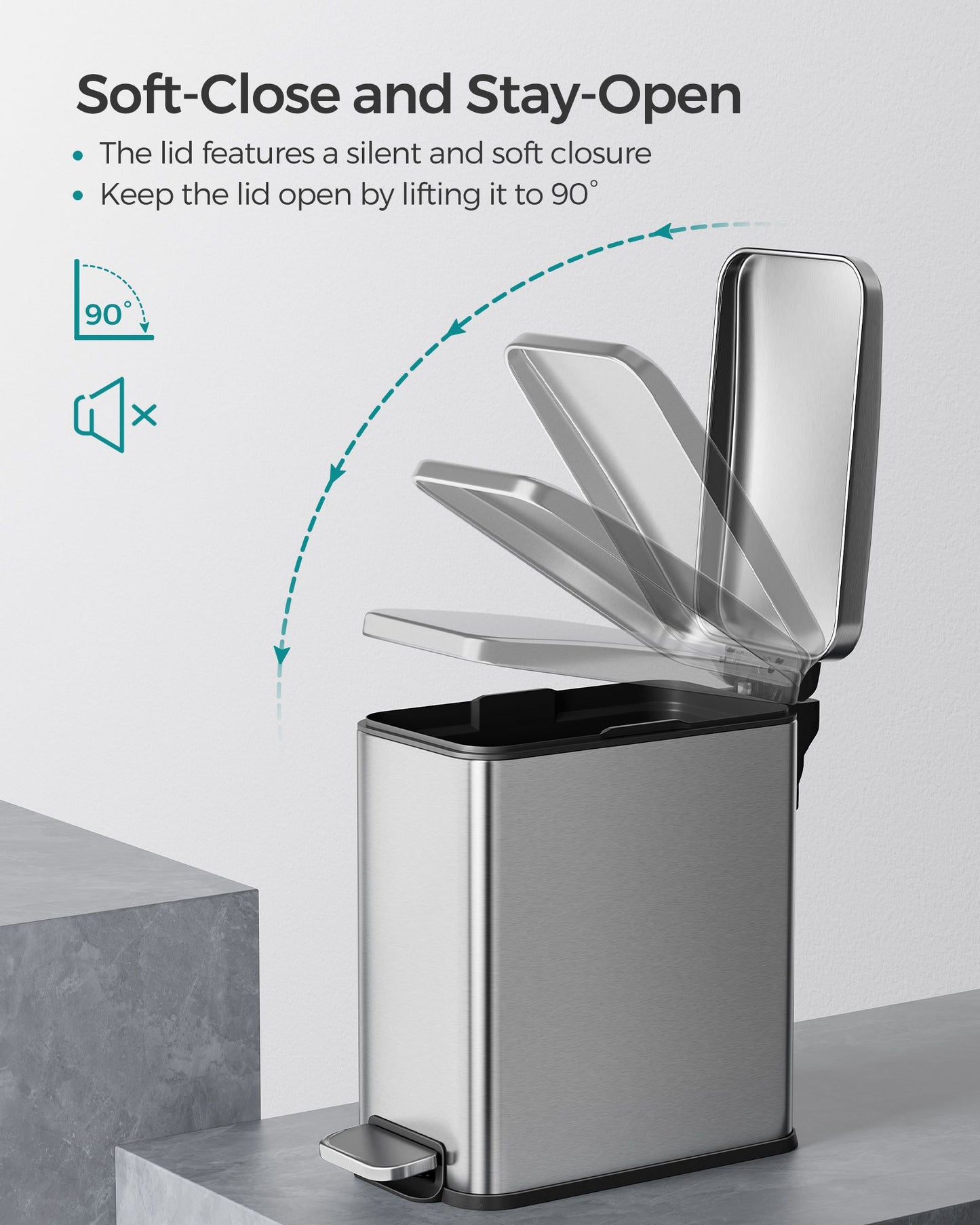 1.3 Gallon Bathroom Trash Can and Toilet Brush Set - HWLEXTRA 