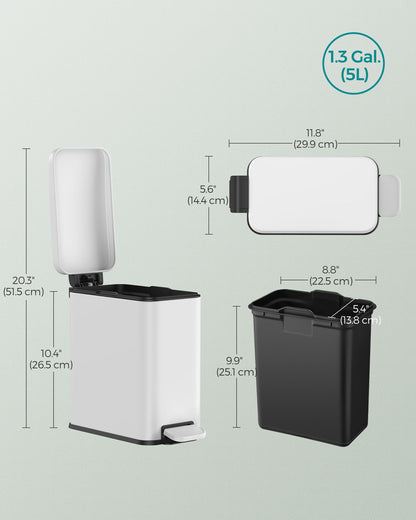 1.3 Gallon Small Trash Bin with Lid - HWLEXTRA 