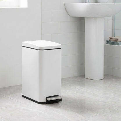 Bathroom Pedal Bin, Soft Close Steel Bin, Slim Design for Bathroom, 10L Capacity, White - image 4